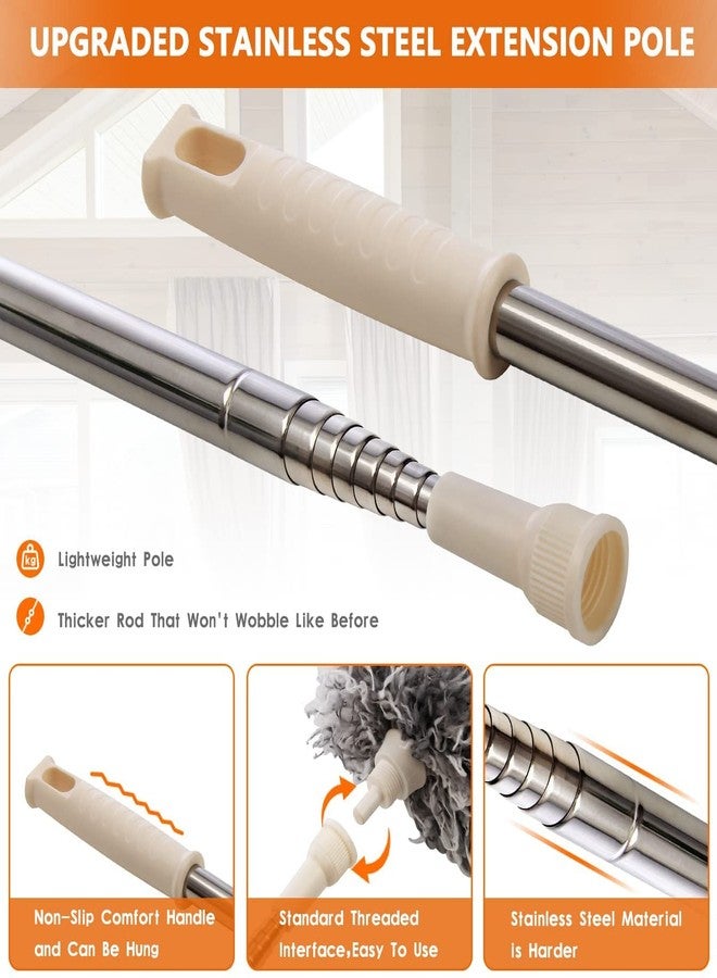 TEKCOOL منفضة غبار TEKCOOL 2 في 1 بمقبض طويل من ألياف دقيقة لتنظيف السقف، مزودة بعمود قابل للتمديد من 30 إلى 100 بوصة ورأس مرن مقاوم للخدش، مثالية لتنظيف خيوط العنكبوت العالية ومراوح السقف العالية، لون رمادي - Image 5